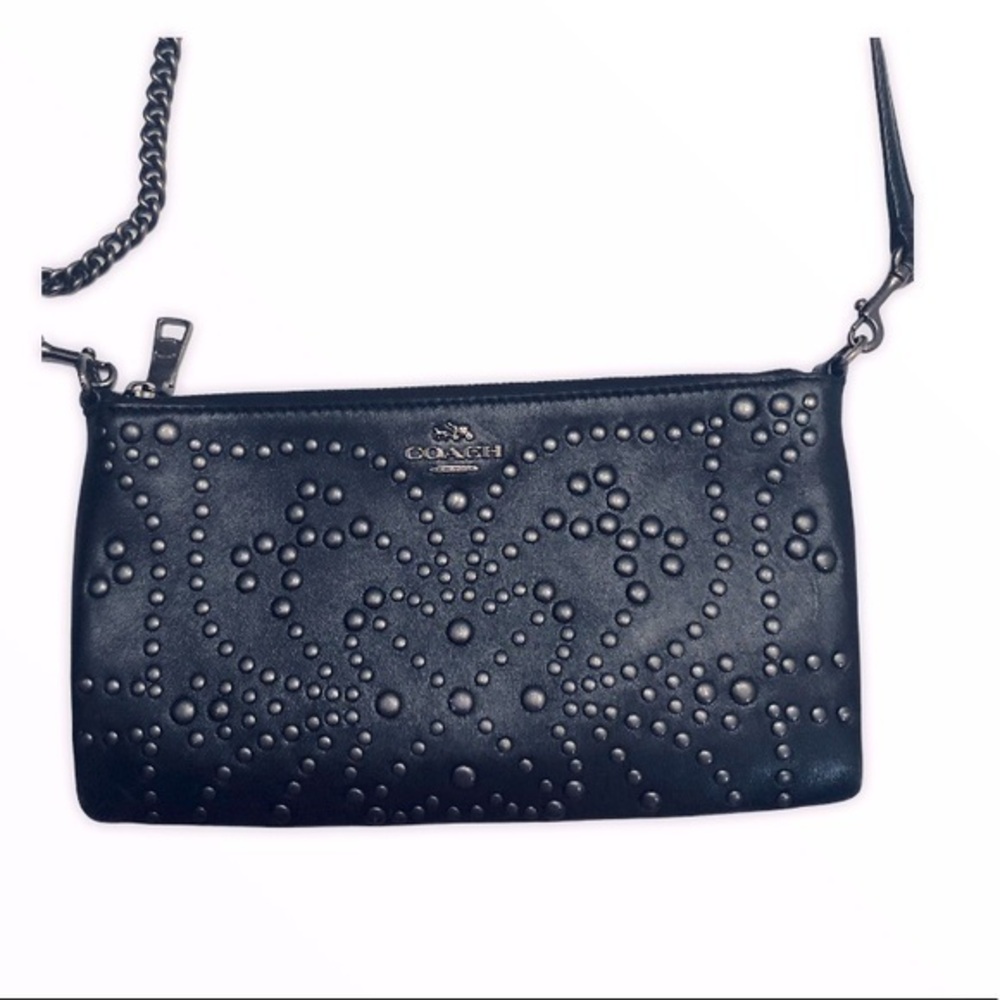 Coach studded metallic leather crossbody
